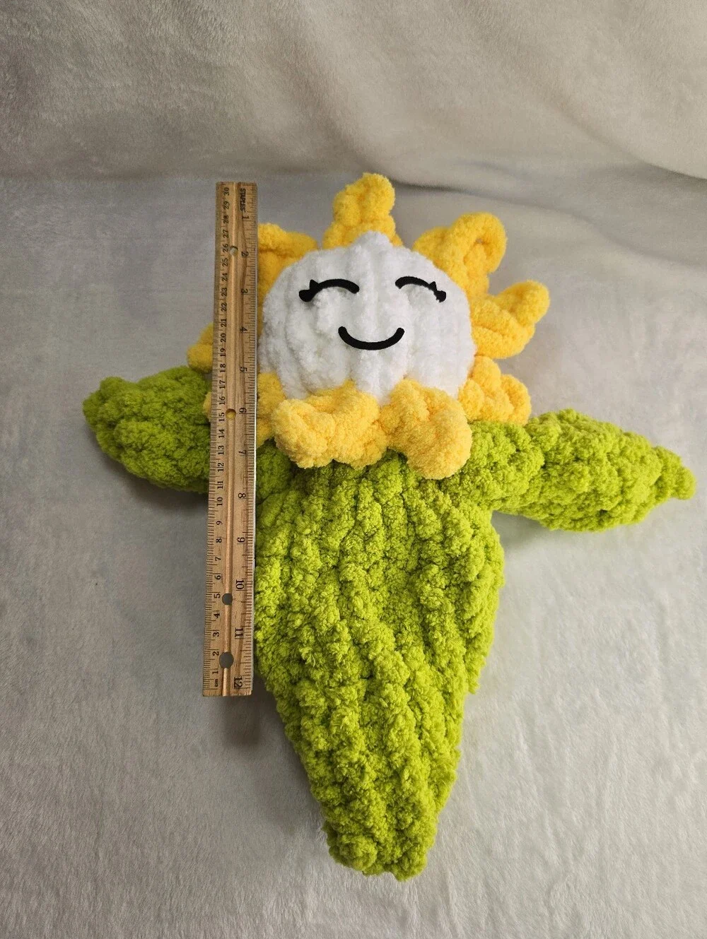 'Florabelle' Flower Baby Hand Knitted Baby Stuffie 16 inches